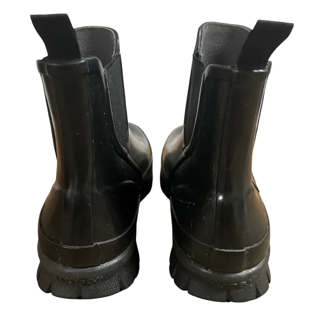 Bogs Amanda Slip Boot Black Rubber Waterproof Chelsea Rain Boots Womens Size 7